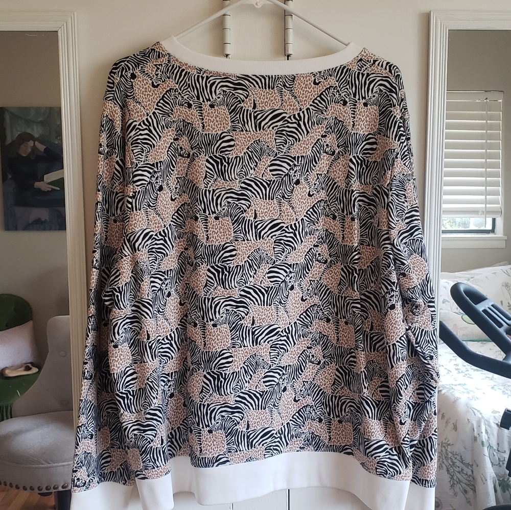 J Crew zebra animal print sweatshirt XXL - Picture 6 of 6
